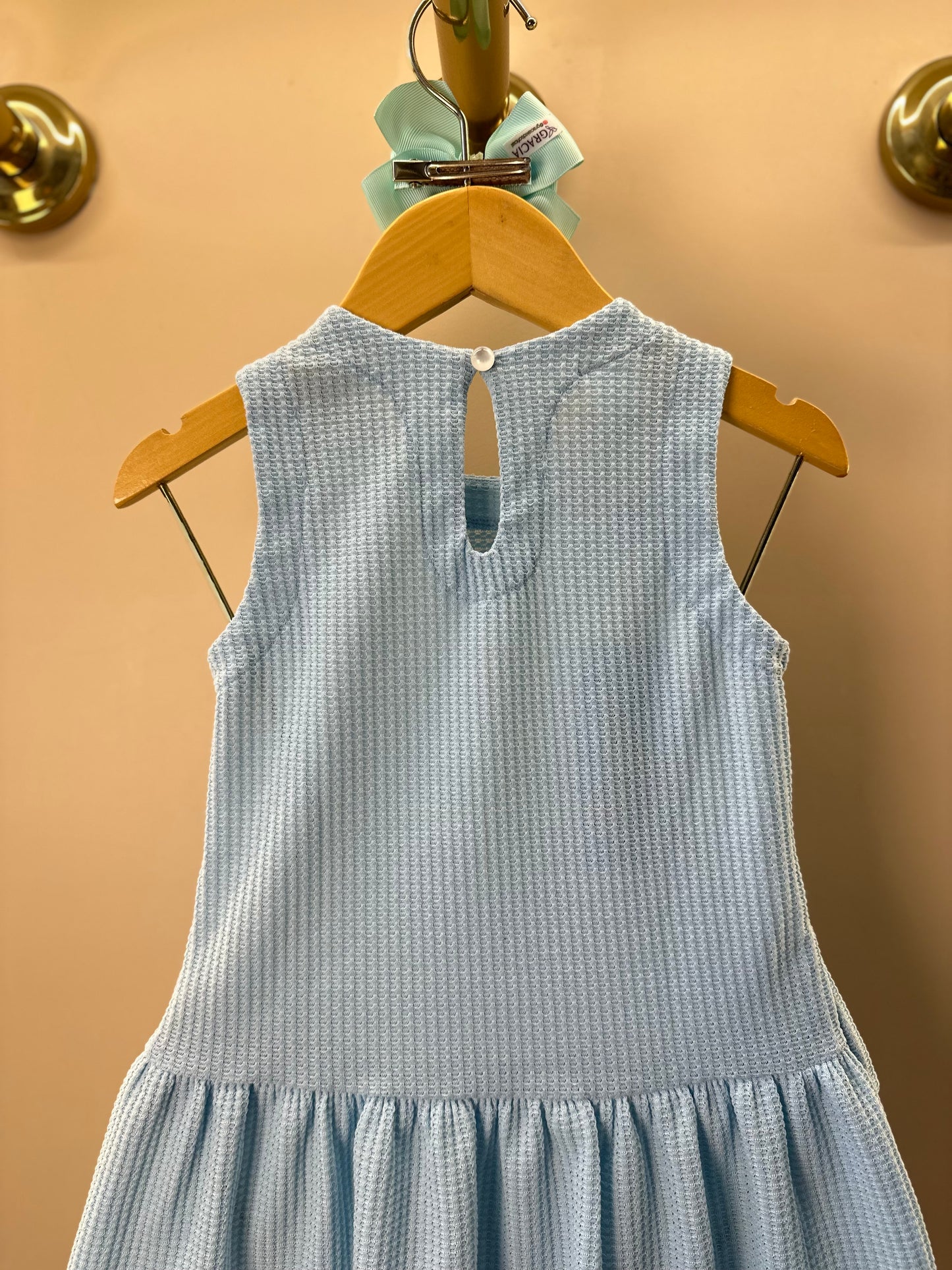 Vestido Infantil Jumper Detalhe Pala e Laço Azul - Beabá