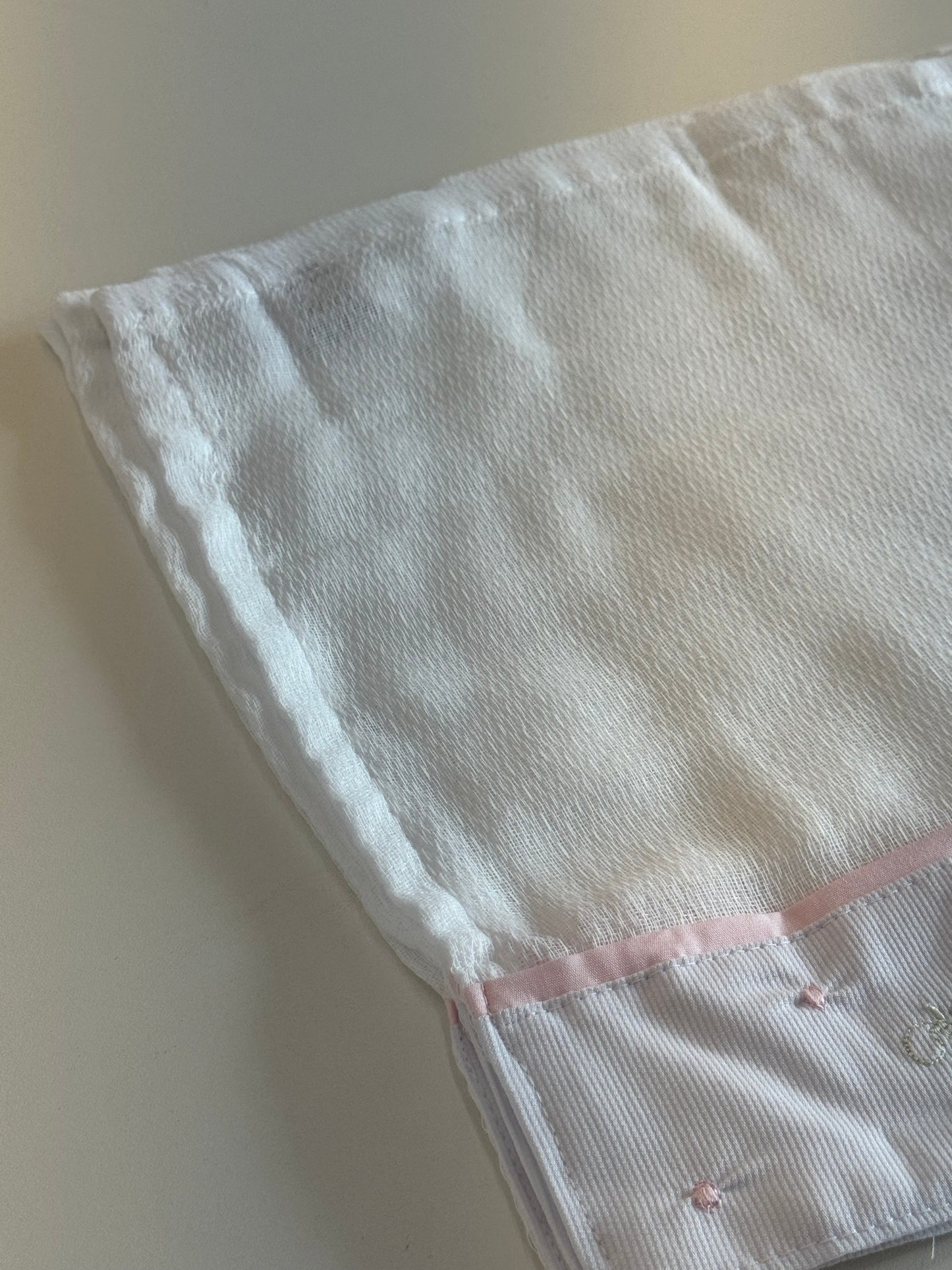 Kit 3 Fraldinhas Boca Bebê Luxo Bordadas Lacinhos Rosa - Roana