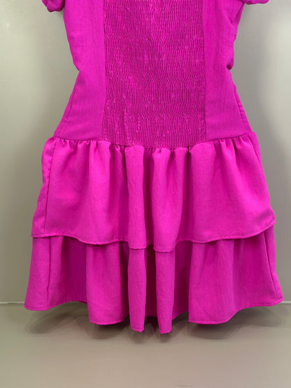 Vestido Teen Crepe Babados Pink - Two In
