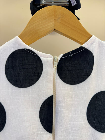 Vestido Infantil Trapézio Babado Bolinha Branco - Luluzinha