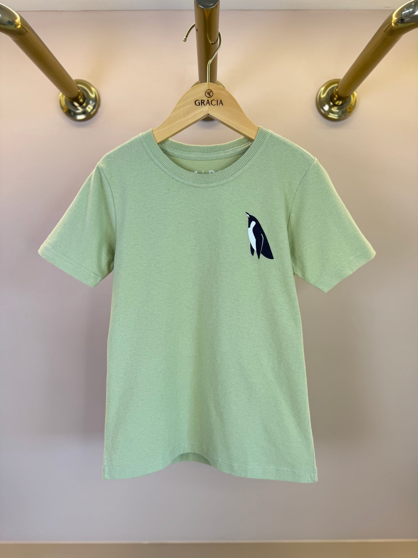 Camiseta Infantil Algodão Pinguim Verde - Dudes