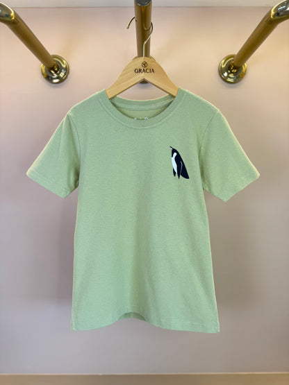 Camiseta Infantil Algodão Pinguim Verde - Dudes