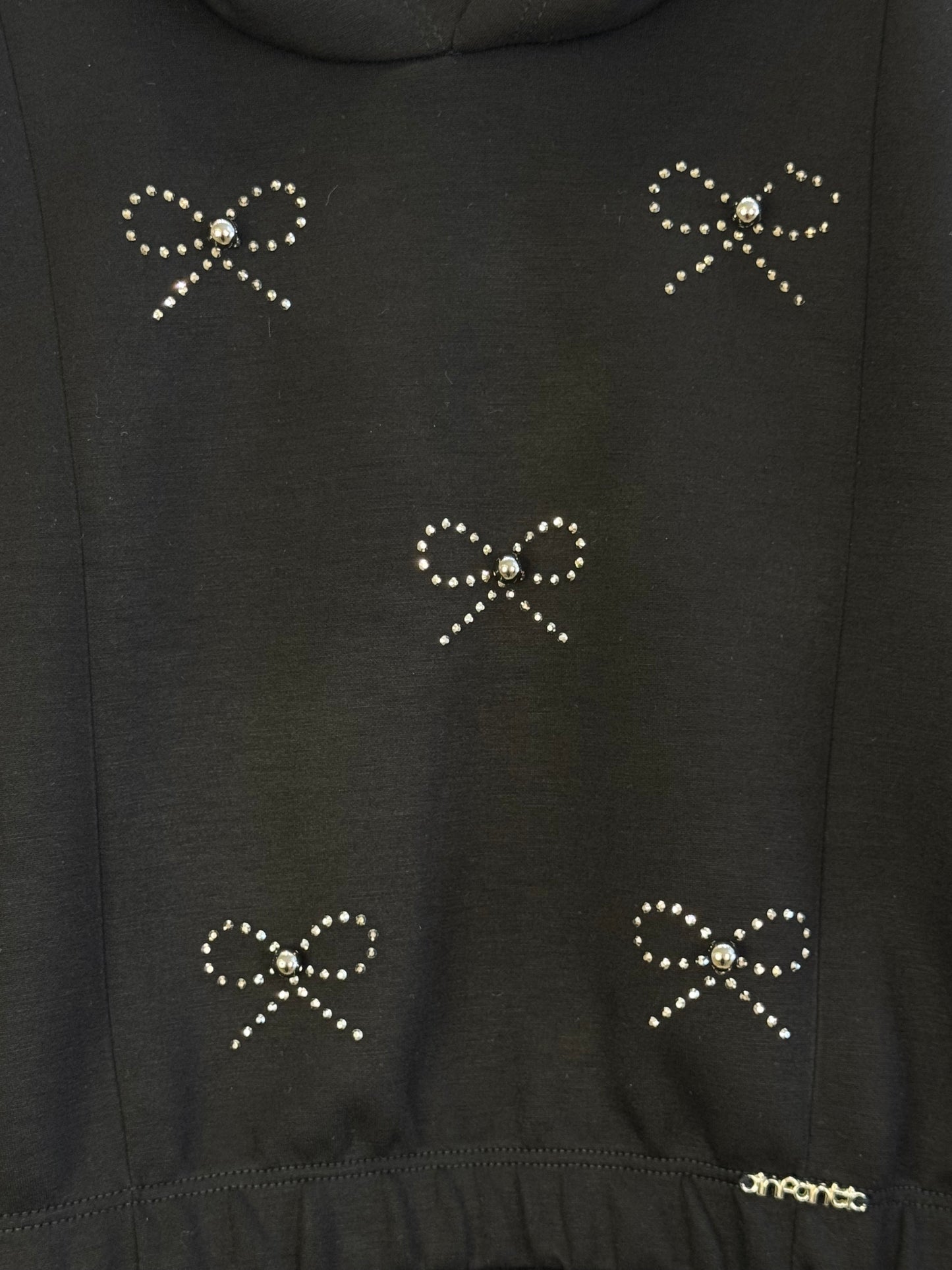 Conjunto Infantil Blusão Boxy Lacinhos Strass e Calça Jogger Tecnonew Preto - Infanti