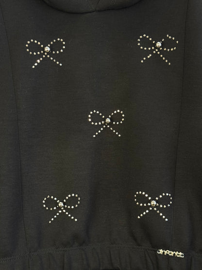Conjunto Infantil Blusão Boxy Lacinhos Strass e Calça Jogger Tecnonew Preto - Infanti
