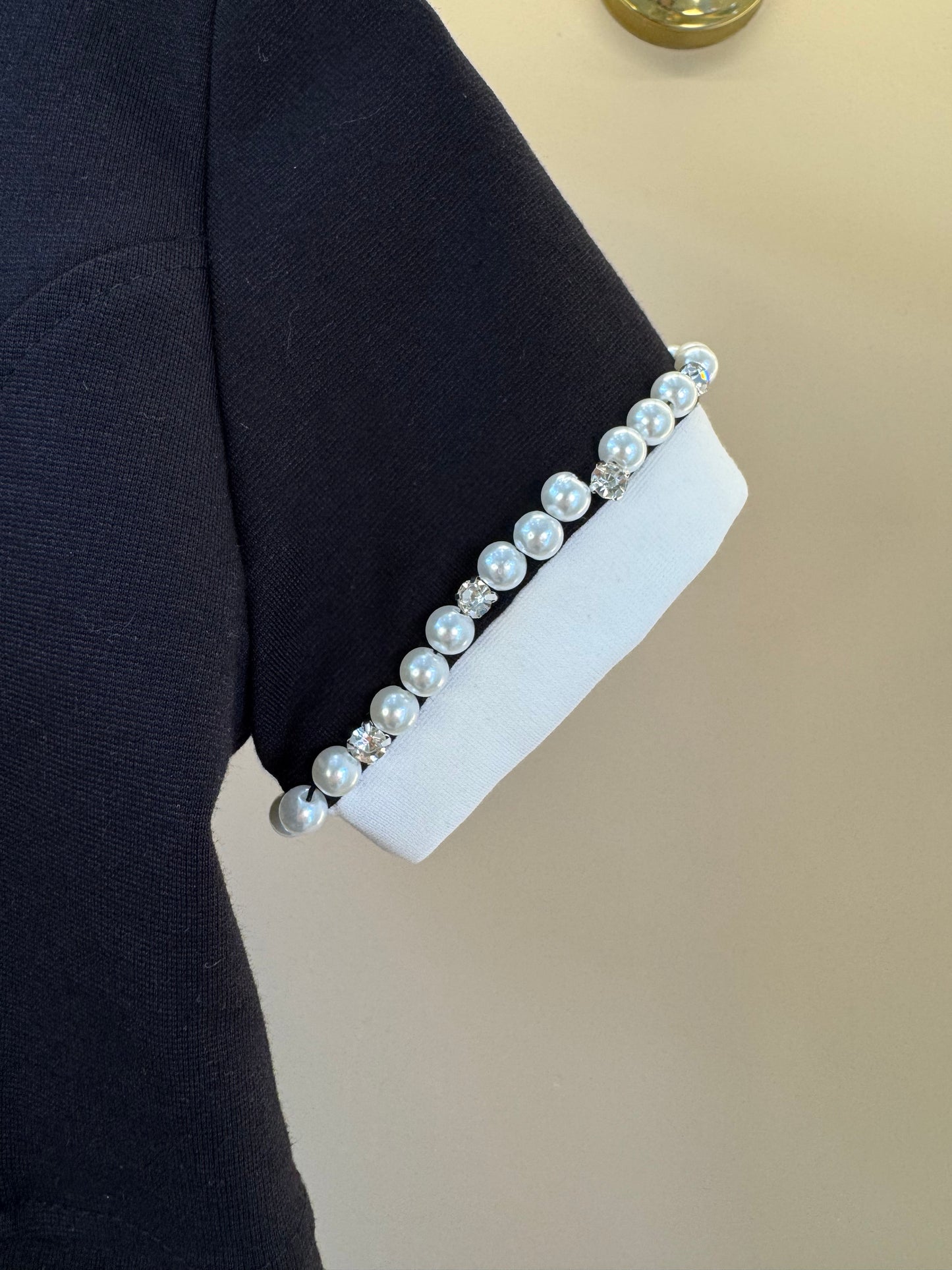 Vestido Infantil Ponto Roma Princesa Bordados Pérolas Preto - Pituchinhus