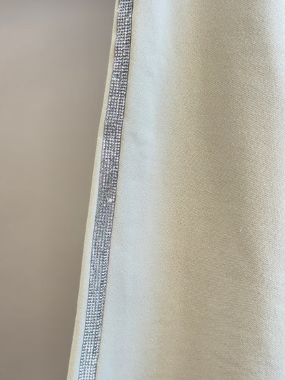Calça Infantil Wide Leg Lateral Glitter Bege - Luluzinha
