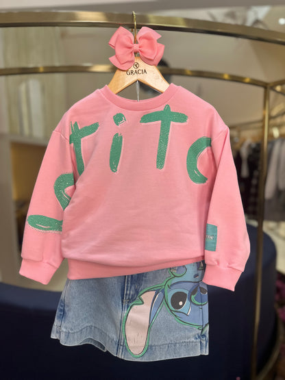 Casaco de Moletom Infantil Stitch Blossom - Animê