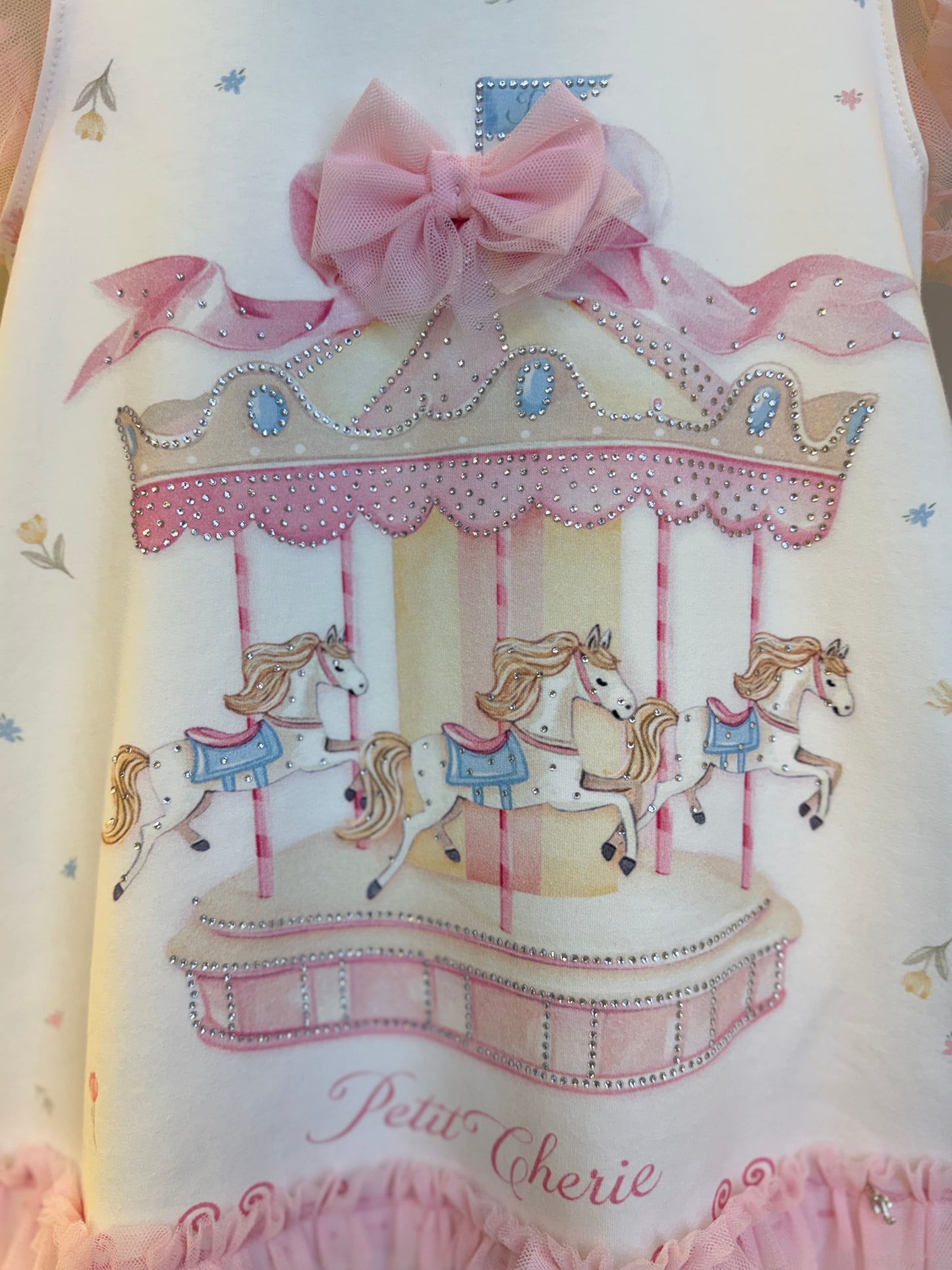 Vestido Infantil Carrossel Com Tule Rosa - Petit Cherie