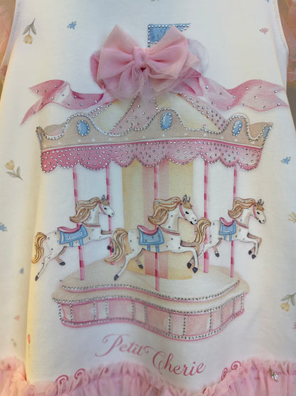 Vestido Infantil Carrossel Com Tule Rosa - Petit Cherie