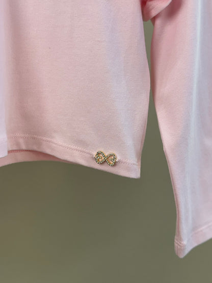 Blusa Infantil Manga Longa Com Laço Rosa - Luluzinha