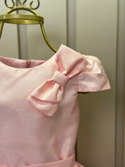 Vestido Infantil Festa Manga e Laço Rosa - Mon Sucré