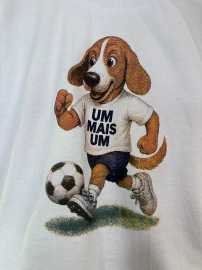 Conjunto Bebê Camiseta-Body Cachorrinho Futebol e Bermuda Bege - Um Mais Um