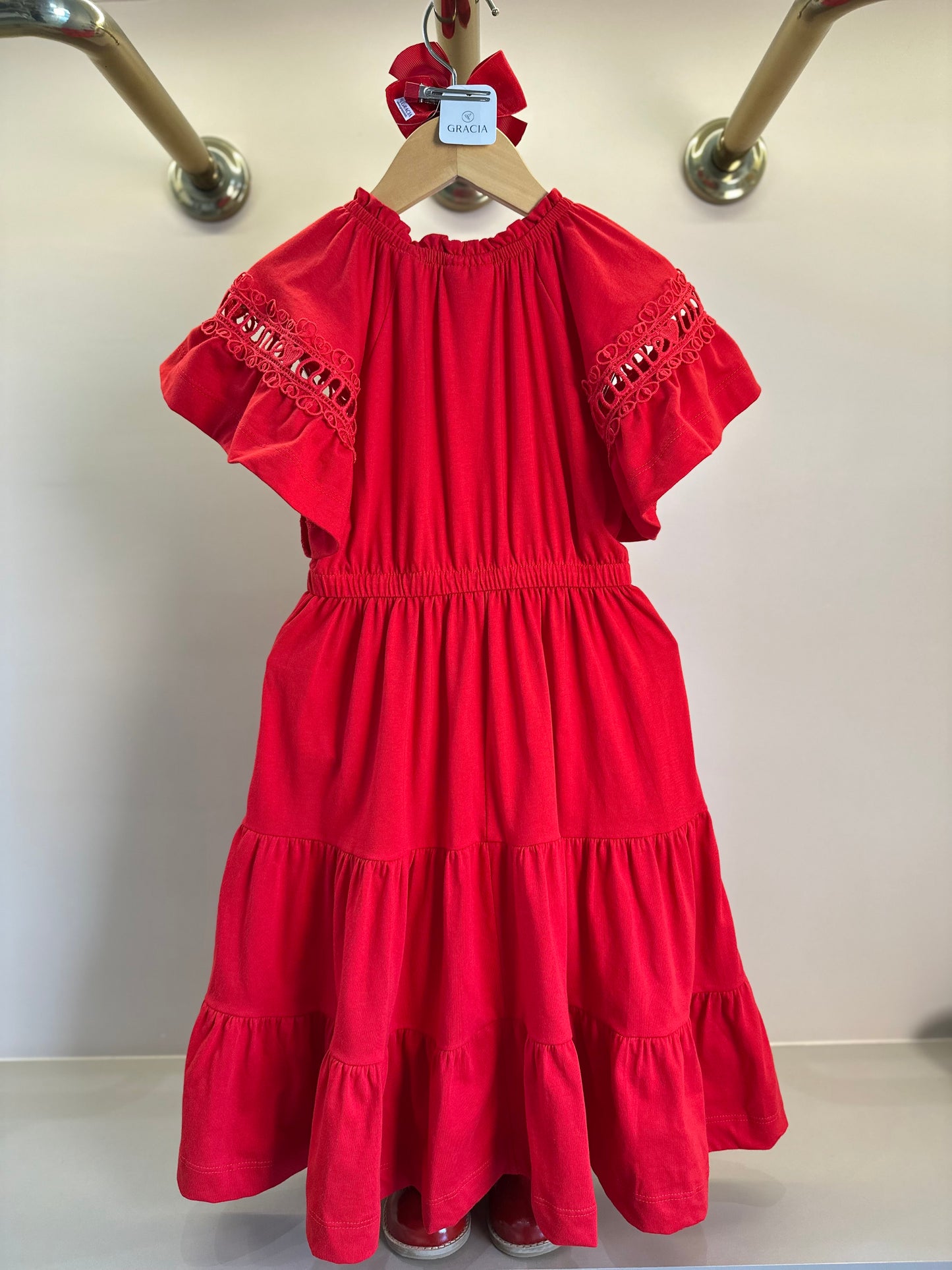 Vestido Infantil Vermelho Preppy - Animê