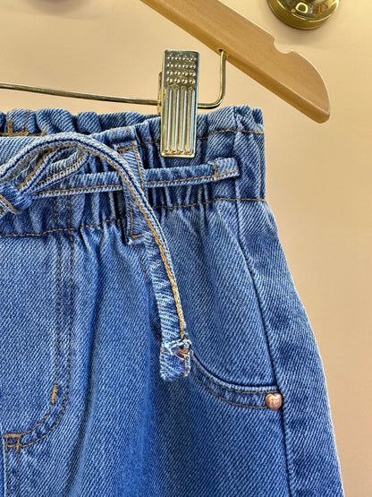 Calça Infantil Jeans Wide Leg Cós Alto Com Elástico - Momi