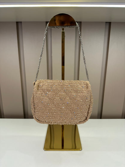 Bolsa Infantil Tweed Shine Bege - Petit Cherie