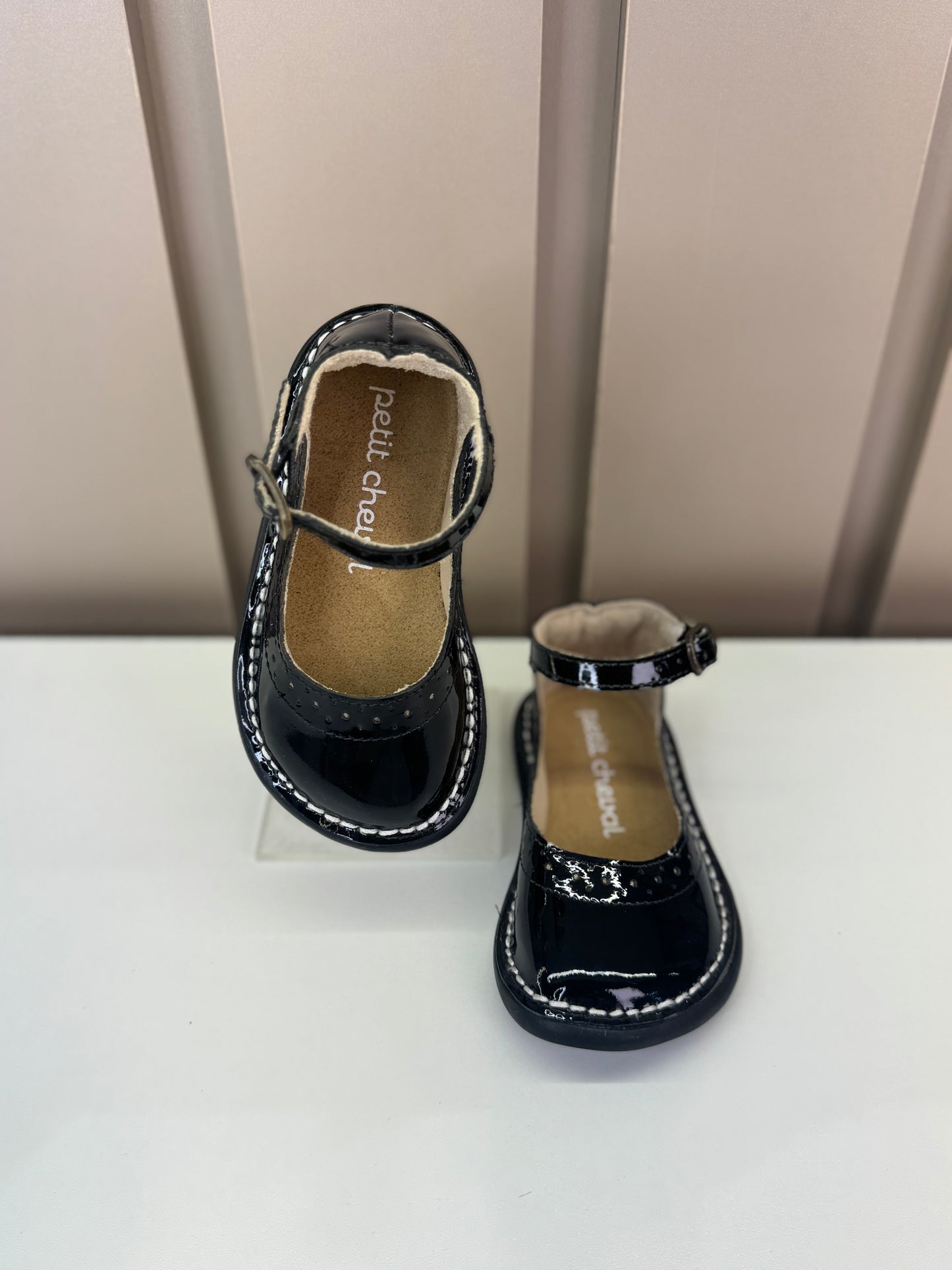 Sapato Infantil Patinete Verniz Noir - Petit Cheval