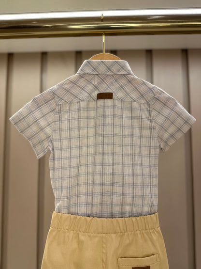 Camisa-body Bebê Algodão Xadrez Linho - Dame
