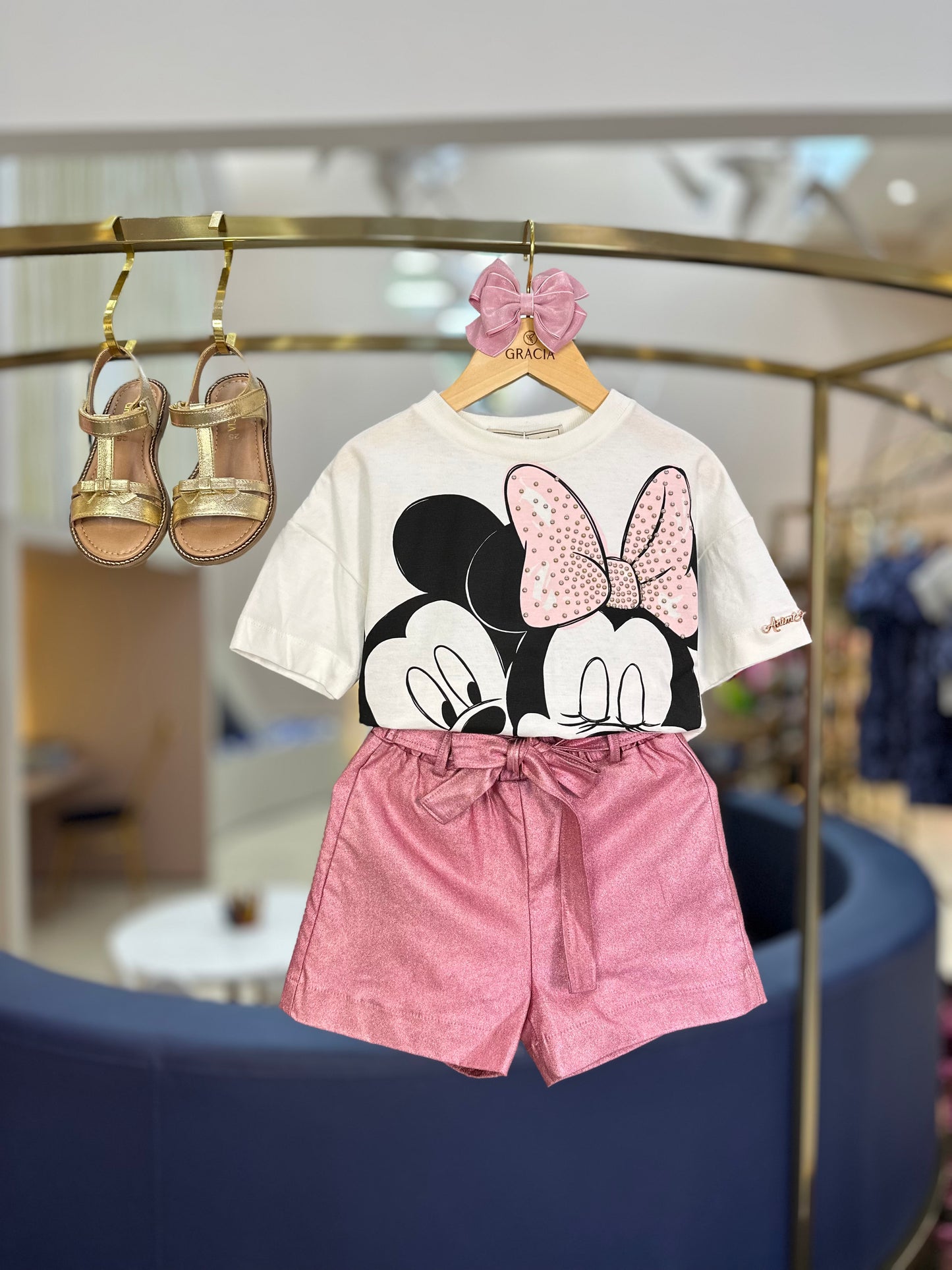 Shorts Infantil Metalizado Clássico Rose - Animê