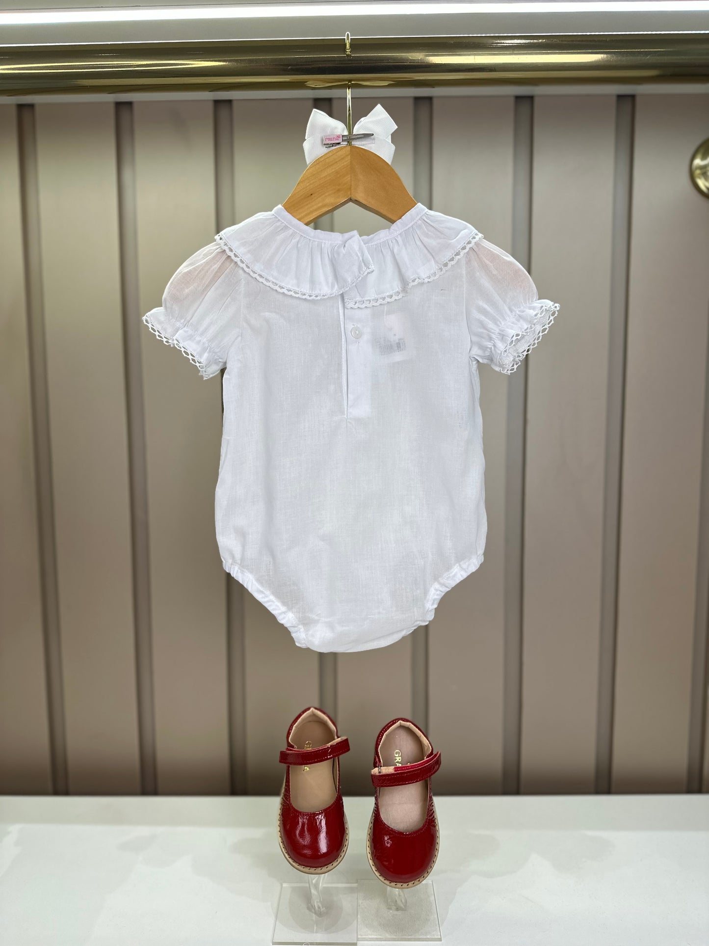 Jardineira Bebê Clássica Xadrez Azul Body Branco Golinha - Roana