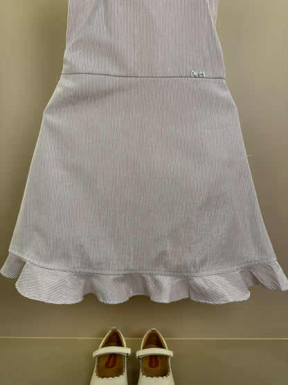 Vestido Infantil Festa Franzidos Bege - Petit Cherie
