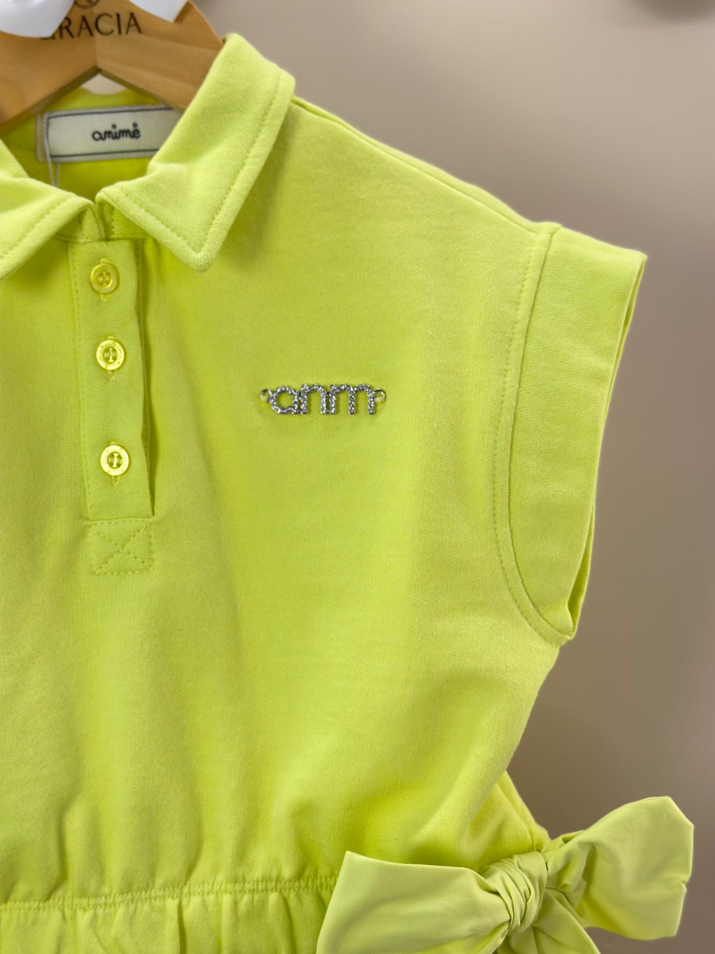 Conjunto Infantil Blusa Laços Laterais e Saia-shorts Pregas Verde Melão - Animê
