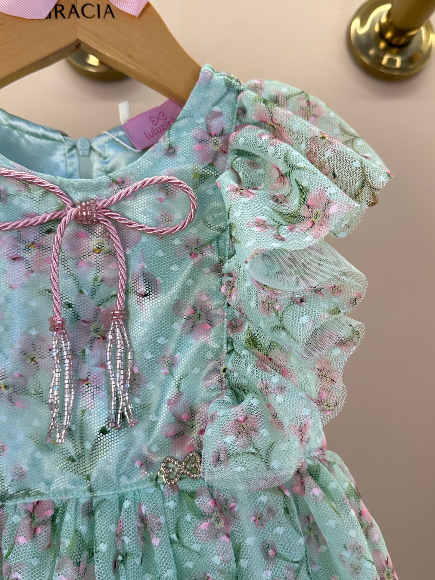 Vestido Infantil Rodado Em Tule Estampa Exclusiva - Luluzinha