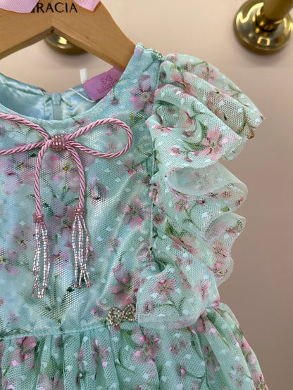 Vestido Infantil Rodado Em Tule Estampa Exclusiva - Luluzinha
