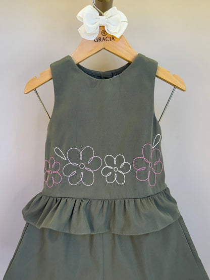 Conjunto Infantil Blusa Bordada e Shorts em Sarja - Mon Sucre