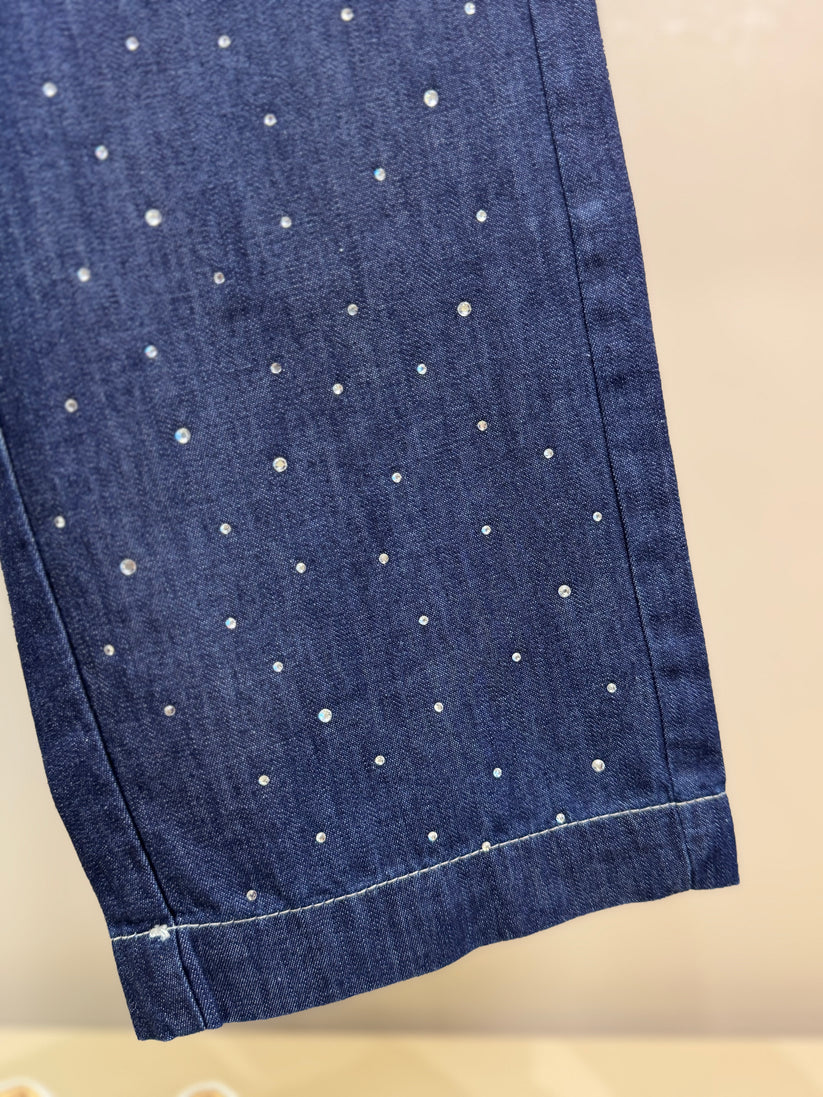 Calça Infantil Reta Jeans Cristais - Pituchinhus
