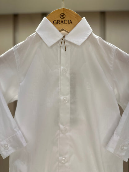 Camisa-body Bebê Algodão ML Branco - Dame