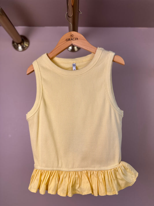 Blusa Teen Regata Com Babado Butter Cream - Authoria