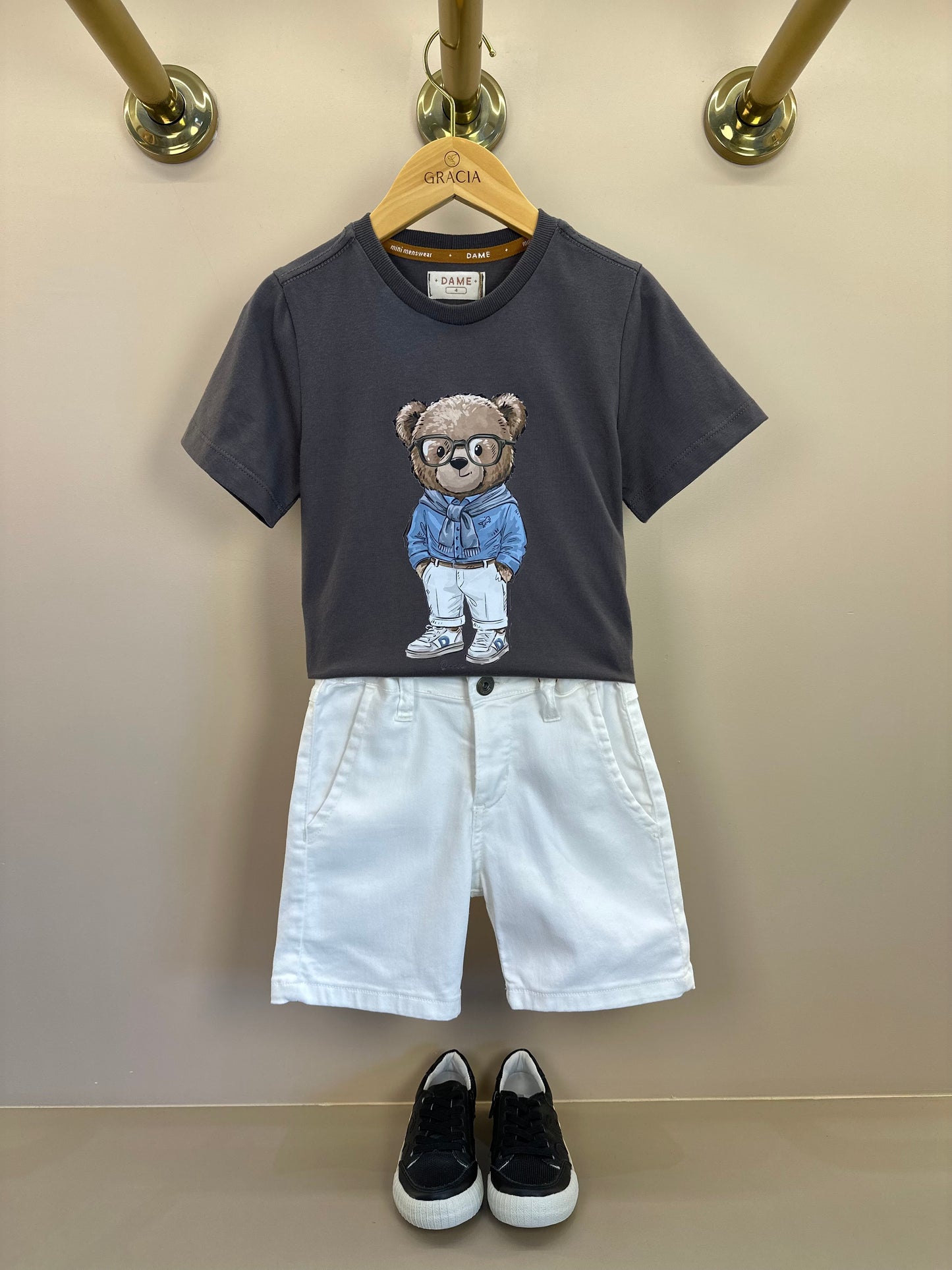 Camiseta  Infantil Algodão Teddy  Faria Grafite - Dame