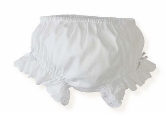 Calcinha Bebê Luxo Algodão Rendinha e Lacinhos Branca - Roana