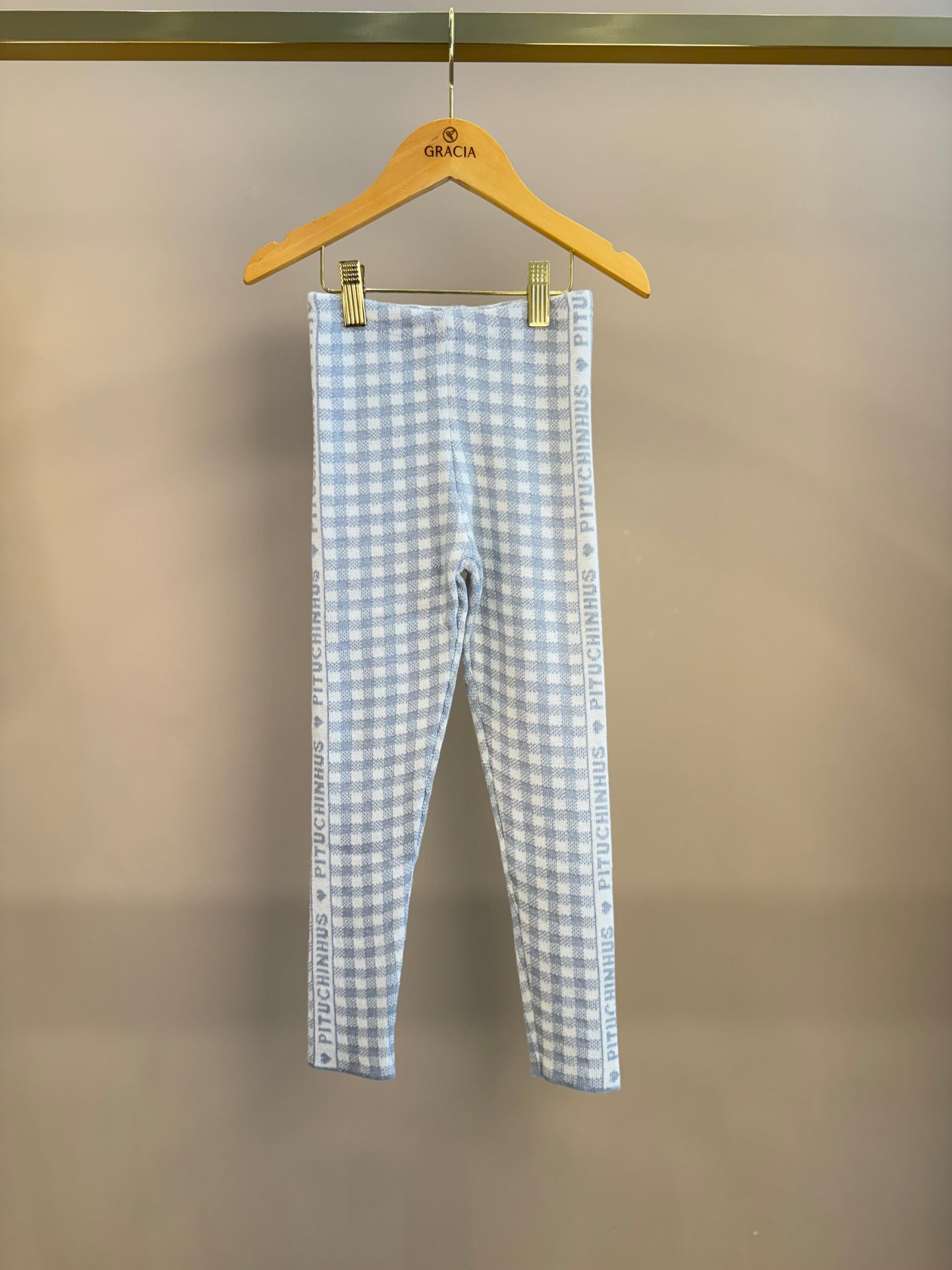 Legging Infantil Tricot Xadrez Azul - Pituchinhus