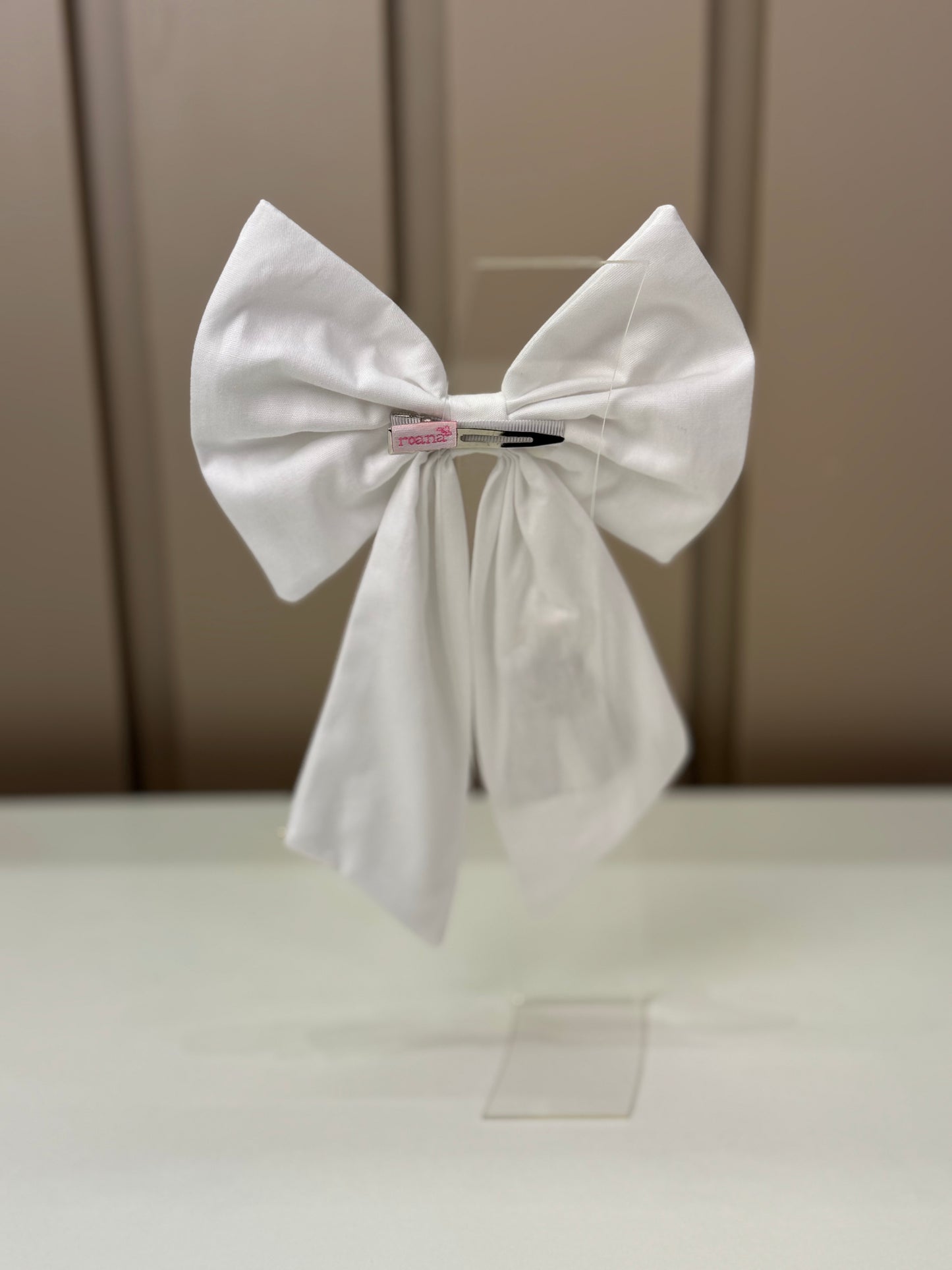 Laço Infantil Luxo Branco Bordado Nossa Senhora Aparecida - Roana