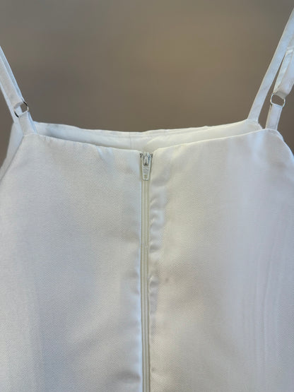 Vestido Teen Branco Acetinado Com Alças Finas - Vanilla Cream
