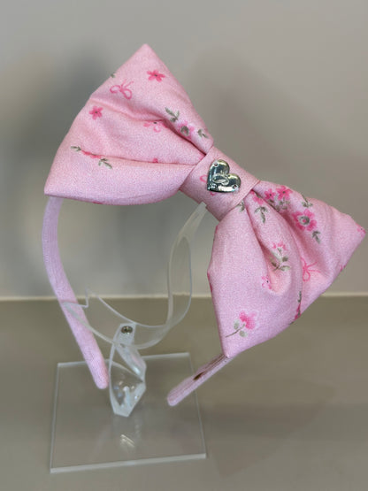 Arquinho Infantil Laço Puffer Floral Pink - Pituchinhus