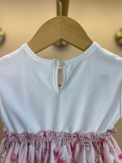 Vestido Bebê Algodão Listrado e Saia com Calcinha Flores & Ursinhas - Pituchinhus