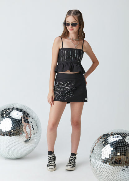 Blusa Cropped com Strass - Two In