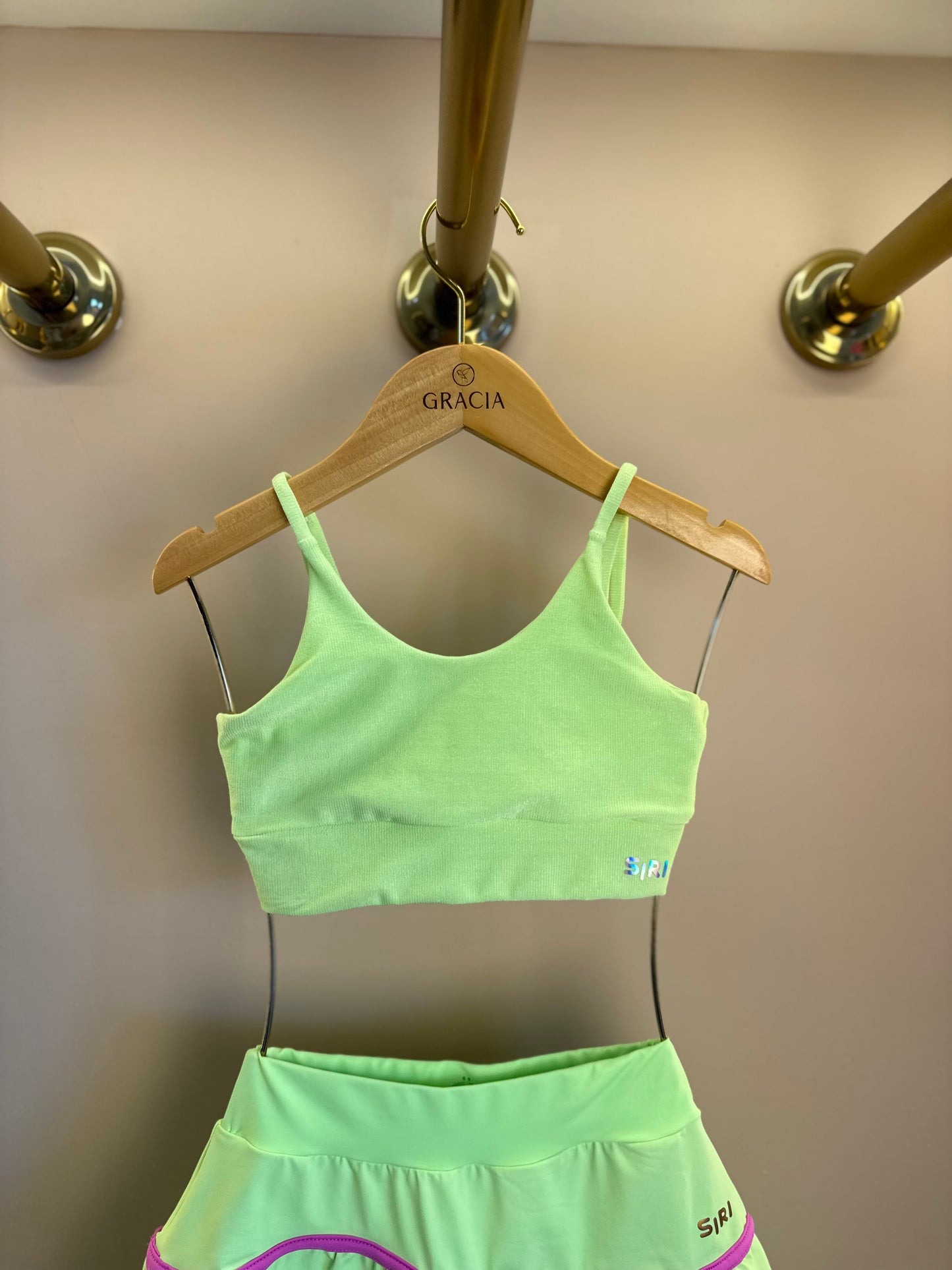 Conjunto Infantil Trio Top Sara, Blusa Julia e Saia Flávia Chloe Patinação Verde - Siri Sport