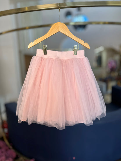 Saia-shorts Infantil Tule e Cristais Princesa Rosa Gelado - Pituchinhus