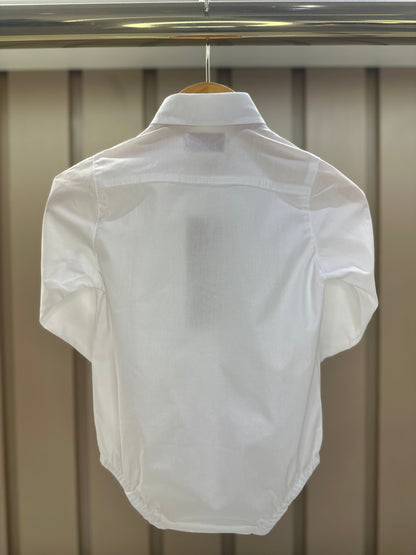 Camisa-body Bebê Algodão ML Branco - Dame