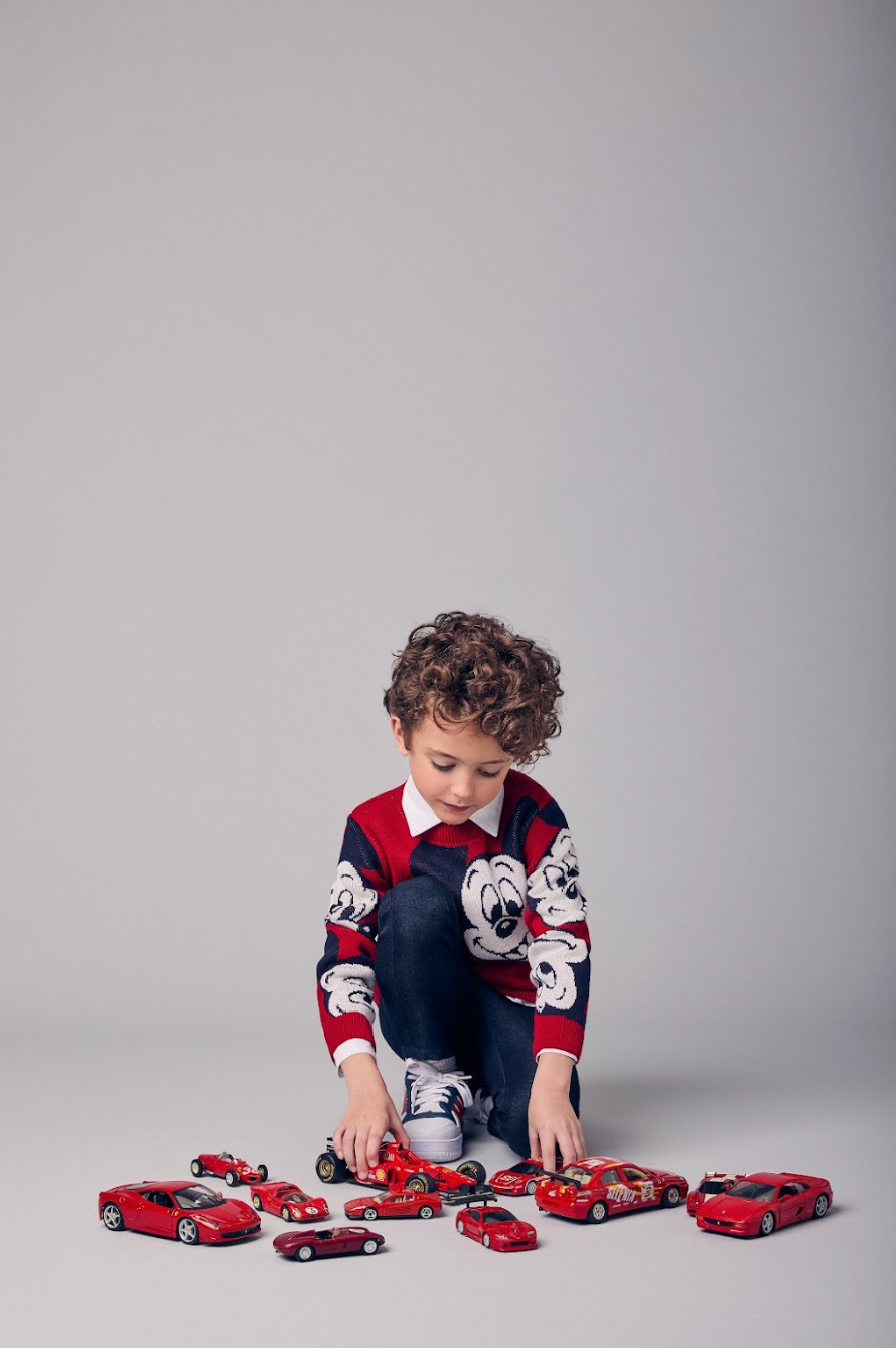 Conjunto Infantil Casaco Tricô Mickey Vermelho e Calça Jeans Leve Casual Marinho - Youccie