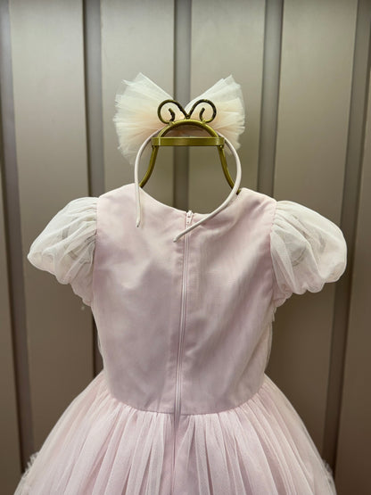 Vestido Infantil Festa Tule Rosa Borboletas 3D - Petit Cherie