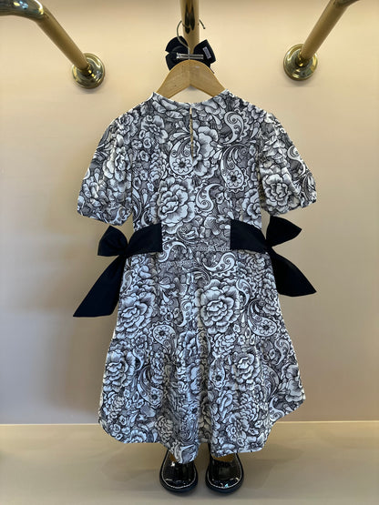 Vestido Infantil Floral Paisley Laços Preto - Animê