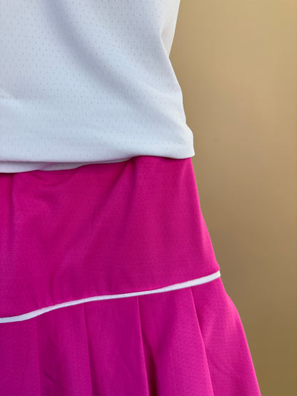 Conjunto Infantil Blusa Maria Dry Branca  e Saia Fernanda Dry Badminton Rosa - Siri Sport