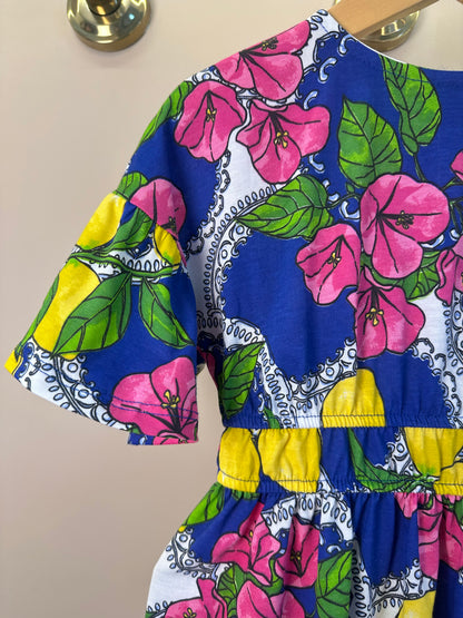 Vestido Infantil Estampa Primavera Floral e Limões - Animê