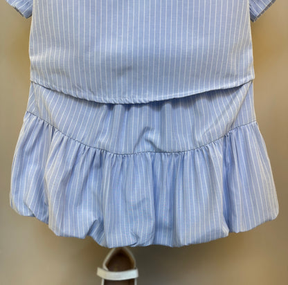 Conjunto Infantil  Saia Com Detalhes  Camisa Listrada Blusa Branca - Gabriela Aquarela