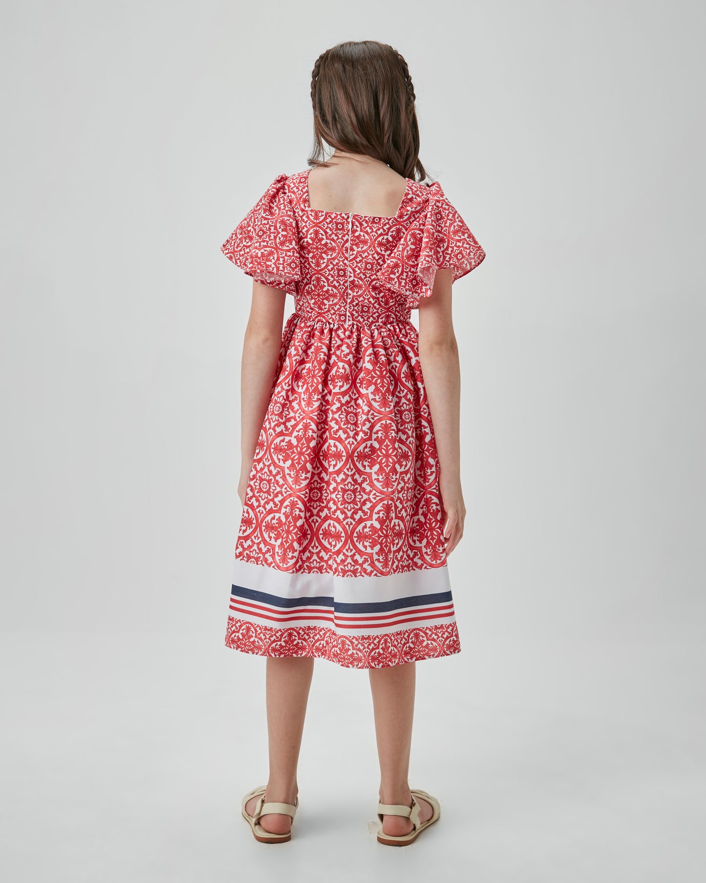 Vestido Infantil Midi Estampa DG Vermelho - Um Mais Um