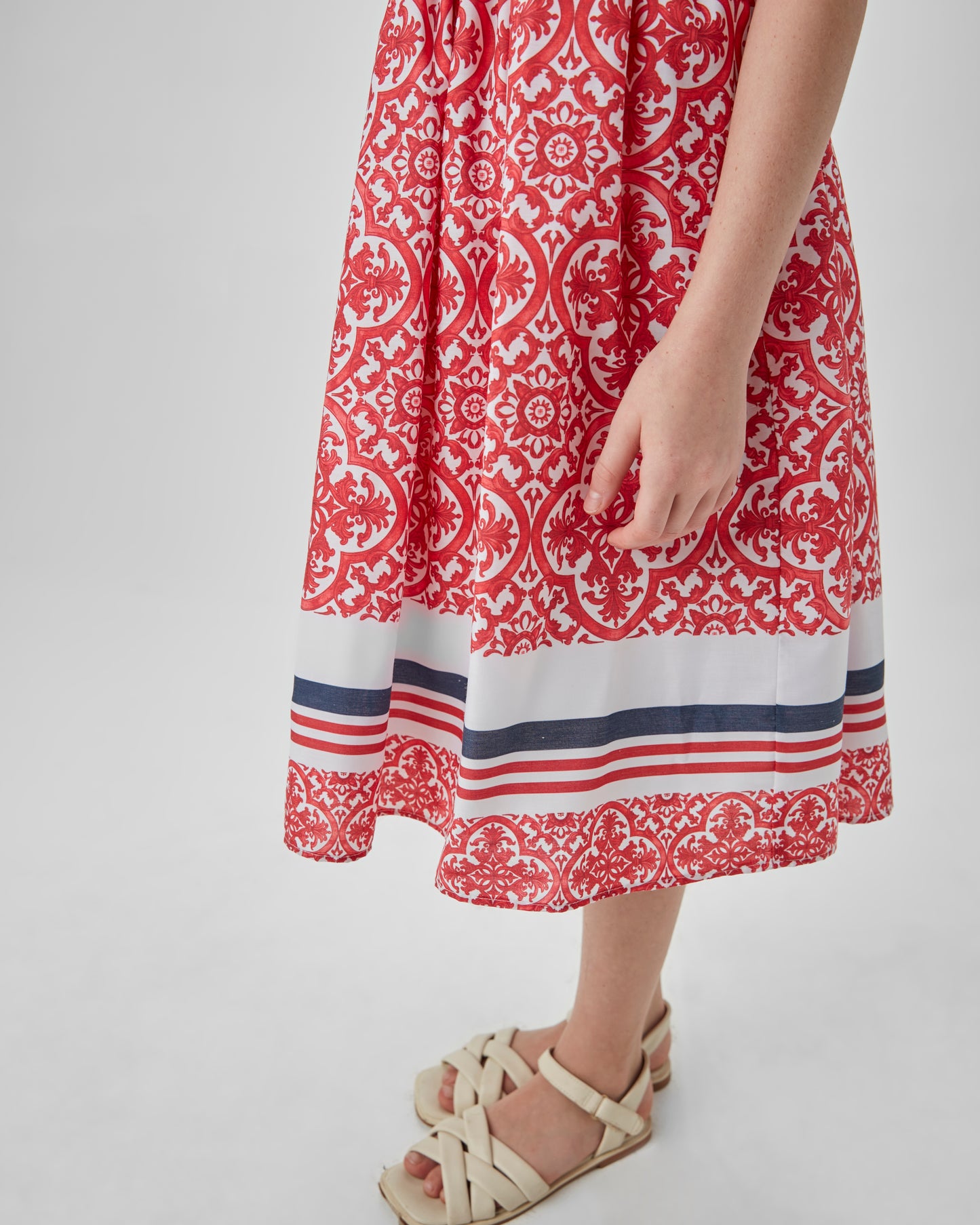 Vestido Infantil Midi Estampa DG Vermelho - Um Mais Um